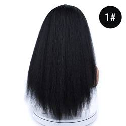 Perücke Langer kinky gerader stirnband synthetische Haarperücken for afroamerikanische Frauen natürlich schwarz 18-22 Zoll Afro Perücke Wig ( Color : #1 , Size : 20inches ) von IXART