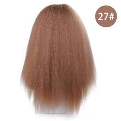 Perücke Langer kinky gerader stirnband synthetische Haarperücken for afroamerikanische Frauen natürlich schwarz 18-22 Zoll Afro Perücke Wig ( Color : 1 , Size : 20inches ) von IXART