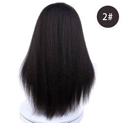 Perücke Langer kinky gerader stirnband synthetische Haarperücken for afroamerikanische Frauen natürlich schwarz 18-22 Zoll Afro Perücke Wig ( Color : 2 , Size : 18inches ) von IXART