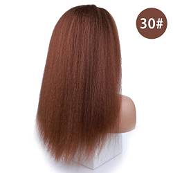 Perücke Langer kinky gerader stirnband synthetische Haarperücken for afroamerikanische Frauen natürlich schwarz 18-22 Zoll Afro Perücke Wig ( Color : Y , Size : 18inches ) von IXART
