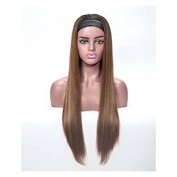 Perücke Perücke Synthetische Gerade Ombre Headband Perücken for schwarze Frauen Tägliche Verwendung Lange gerade schwarze blonde Perücken Wig (Color : B, Size : 24inches) von IXART