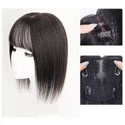 Perücke Perückenstück Echthaar for Abdecken von grauem Haar Dünnes Haarpflaster Stück Echthaar Flauschig Erhöhen Sie das Haarvolumen Gefälschter Pony Wig (Color : 05-(12-13)25CM-black) von IXART