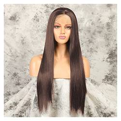Perücke Seidige gerade Spitze Front Perücke Synthetische Natürliche for schwarze Frauen Cosplay Glueless Lange Wärme Wig (Color : A, Size : 24inches) von IXART