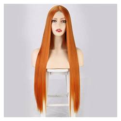 Perücke Synthetische Perücke lange gerade Perücke for Frauen Orange Cosplay Perücken for Frauen Hitzebeständige natürliche Haare graue blonde Haare Wig (Color : WL9352-2735, Size : 28inches) von IXART