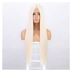 Perücke Synthetische Perücke lange gerade Perücke for Frauen Orange Cosplay Perücken for Frauen Hitzebeständige natürliche Haare graue blonde Haare Wig (Color : WL9352-60, Size : 28inches) von IXART
