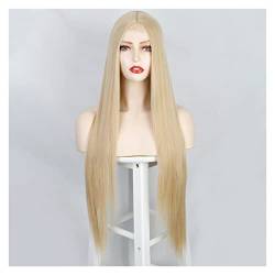 Perücke Synthetische Perücke lange gerade Perücke for Frauen Orange Cosplay Perücken for Frauen Hitzebeständige natürliche Haare graue blonde Haare Wig (Color : WL9352-hunjin, Size : 28inches) von IXART