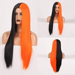 Perücke Synthetische afro kinky lockige orange Farbe natürliche Welle lange Perücke for schwarze weiße Frauen Hochtemperaturfaserhaar Wig ( Color : Black orange , Size : 20inches ) von IXART