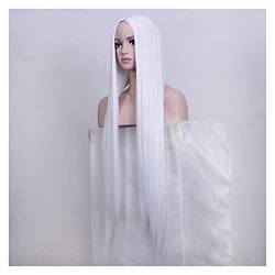 Perücke Weiße Farbe lang seidig gerader Perücke synthetische Perücken Mode Frauen wärmebeständig aussehende Haarperücke for Party Cosplay Wig (Size : 100cm) von IXART