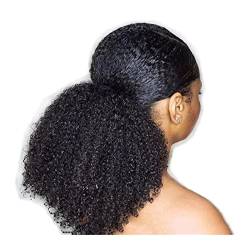 Pferdeschwanz Extensions Afro Kinky Curly Hair Pferdeschwanz Extensions Clip in Drawstring Pferdeschwanz Echthaar Extensions 4B 4C Afro Curly Drawstring Pferdeschwanz Haarteile Ponytail Extension ( Co von IXART