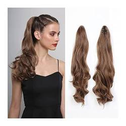 Ponytail Extension/Haarteil 18-Zoll-Haarteil mit lockiger Welle, Mini-Backen-Pferdeschwanz, Pferdeschwanz-Haarteil, Clip-in-Haarklammer, Pferdeschwanz-Verlängerung, Kunstfaser for Frauen Pferdeschwanz von IXART