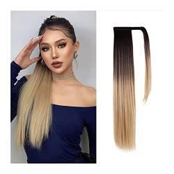 Ponytail Extension/Haarteil 26 Zoll hitzebeständige synthetische Extensions-Perücke, umwickelbare Clip-in-synthetische Pferdeschwanz-Haarteile for Frauen und Mädchen, lange, gerade Pferdeschwanz-Verlä von IXART