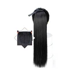 Ponytail Extension/Haarteil 55,9 cm lange, glatte, weiche, hitzebeständige synthetische Clip-in-Haarteile mit Kordelzug, gerade Pferdeschwanz-Haarteile, Pferdeschwanz-Extensions for Frauen Pferdeschwa von IXART