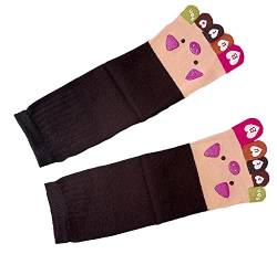 IXITON Damen Zehensocken Five Fingers Socken Niedliche Tiermuster Socken Lustige Cartoon Sport Zehensocken,schwarz-schweinchen von IXITON