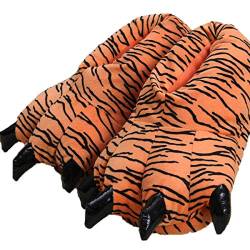 IXITON Erwachsene/Kinder Plüsch Animal Paw Claw Schuhe,Unisex lustige grüne Tier Plüsch Klaue Hausschuhe,29-33,tiger von IXITON