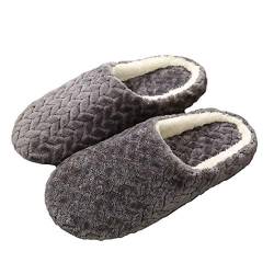 IXITON Unisex-Pantoffeln aus Baumwolle mit halber Packung und Absatz,rutschfeste Hausschuhe mit Holzboden für den Innenbereich,40-41,Dark Gray von IXITON