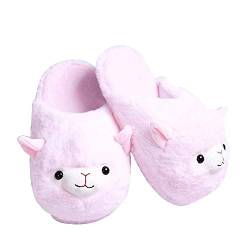 IXITON lebhafte plüsch-tierpantoffeln, große gelbe entenpantoffeln, Panda-Pantoffeln, alpaka-Pantoffeln, elefantenpantoffeln, hundepantoffeln,35-38,Alpaca-pink von IXITON