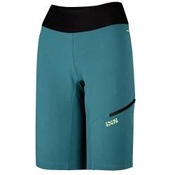 IXS W Carve Hip-Hugger Shorts Blau - Komfortable hochsitzende Damen MTB Shorts, Größe 38 - Farbe Everglade von IXS