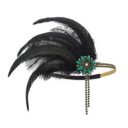 IYOU 1920er Jahre Feder Flapper Kopfschmuck Grün Kristall Gatsby Stirnband Abschlussball Hochzeit Haarschmuck für Frauen von IYOU