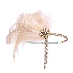 IYOU 1920er Jahre Feder Flapper Kopfschmuck Rosa Kristall Gatsby Haarband Abschlussball Hochzeit Haarschmuck für Damen von IYOU