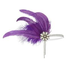 IYOU 1920er Jahre Feder Flapper Kopfschmuck lila Kristall Gatsby Haarband Abschlussball Hochzeit Haarschmuck für Damen von IYOU