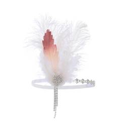 IYOU 1920er Jahre Feder Gatsby Kopfstück Sparkly Kristall Weiß Flapper Stirnbänder Strass Vintage Prom Party Hochzeit Haarschmuck für Frauen von IYOU