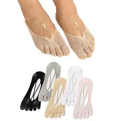 IYOU 5 Paare Zehentrenner Socken Nackt Niedrig geschnitten Fünf Finger Socken Nicht zeigen Zehenstrümpfe Kurze Strümpfe für Frauen Mädchen Bootsschuhe Turnschuhe und Loafer von IYOU