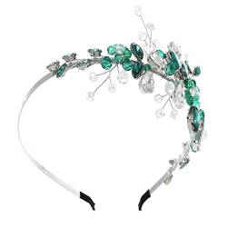 IYOU Barock Braut Stirnband Grün Sparkly Kristall Hochzeit Kopfschmuck Perlen Abend Party Abschlussball Haarteil Haarschmuck für Frauen von IYOU