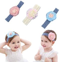 IYOU Blume Kleine Stirnband Blaue Spitze Haarband Blumen Stirnbänder für Kinder wie Party Hochzeit Fotografie Haarzubehör (3 Stück) von IYOU