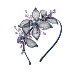 IYOU Blume Kupfer Draht Stirnbänder Marineblau Kristall Haarbänder Handgefertigt Vintage Party Abschlussball Hochzeit Haarschmuck für Frauen von IYOU