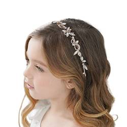 IYOU Blumenmädchen Stirnband Gold Kristall Kopfschmuck Kommunion Hochzeit Haar Reben Braut Haarschmuck für Mädchen von IYOU