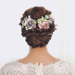 IYOU Braut Haarnadeln Rosa Blume Haarteil Blätter Abschlussball Hochzeit Kopfstück Schmuck zum Braut und Brautjungfer (2 Stück) von IYOU
