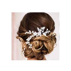 IYOU Brautschmuck Hochzeit Haar Reben Silber Perle Braut Kopfschmuck Blume Stirnband Blätter Haarschmuck für Frauen und Mädchen von IYOU