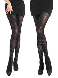 IYOU Funkelnd Hoch Taille Strumpfhose Glänzend Strass Schwarz Fischnetz Strumpf Sexy Kristall Party Strumpfhose Fischnetz Strumpfhose zum Frauen und Mädchen von IYOU