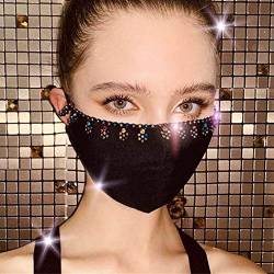 IYOU Funkelnd Kristall Maskerade Maske Schwarz Glitter Strass Gesichtsmasken Bling Ball Party Gesicht Abdeckung Halloween Genie Kostüm Dekoration Karneval Schmuck für Frauen und Mädchen von IYOU