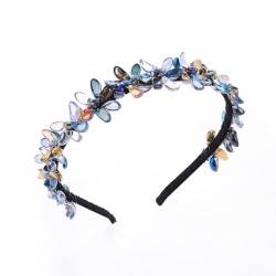 IYOU Funkelnd Kristall Stirnband Schwarz Glänzend Strass Haarbänder Blume Party Abschlussball Haarschmuck für Damen und Mädchen von IYOU