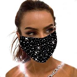 IYOU Glitzer Kristall Mundabdeckung Schwarz Wiederverwendbare Gesichtsmasken Bling Strass Maskerade Gesichtsabdeckung Halloween Genie Kostüm Glitter Dekoration Schmuck für Frauen und Mädchen von IYOU