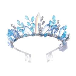 IYOU Leuchtend Hochzeit Krone Blau Kristall Led Stirnband Tiara Blitzlicht Strass Braut Kostüm Haarschmuck für Frauen von IYOU