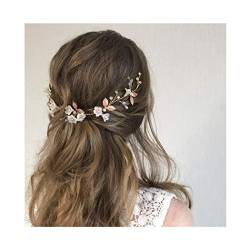 IYOU Prinzessin Blume Kristall und Perle Stirnband Braut Hochzeit Kopfschmuck Zubehör für Mädchen und Frauen (Rosegold) von IYOU