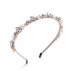IYOU Schick Kristall Stirnband Strass Grau Haarbänder Perle Delicate Vintage Party Haarschmuck für Frauen und Mädchen von IYOU