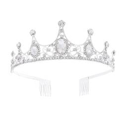 IYOU Sparkly Strass Krone Silber Kristall Prinzessin Tiara Braut Hochzeit Kopfstück Erstkommunion Haarschmuck für Mädchen von IYOU