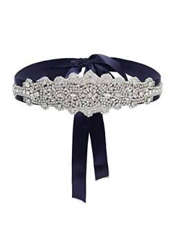 IYOU Strass Brautgürtel Marineblauer Hochzeitskleid Gürtel Kristall Abschlussball Braut Applique Schärpe Gürtel für Frauen von IYOU