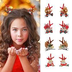 IYOU Weihnachten Geweih Haarspangen Rot Hirsch-Ohren Haarnadeln Schleife Weihnachts Party Haarteil Zubehör für Frauen und Mädchen (4 Paare) von IYOU