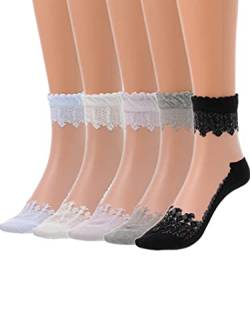 IYOU Women's Durchsichtige Knöchel Socken Nackt Spitze Transparent Mesh Socken Sommer Draußen Durchsichtige Socken für Frauen und Mädchen (5 Paare) von IYOU