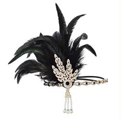 IYOU der große Gatsby Kopfschmuck Schwarz Kristall Flapper Stirnband Feder Festival Hochzeit Haarschmuck für Frauen Hochzeit von IYOU