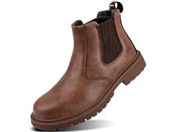 IYVW Safety 815 Arbeitsschuhe Herren Sicherheitsschuhe Herren Damen Sportlich Atmungsaktiv Stahlkappenschuhe Herren Braun 44.5 EU von IYVW