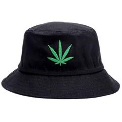 Bucket Hat Cap Marihuana Weed Leaf Cannabis - Faltbare Snapback Herren Damen, Schwarz, Einheitsgröße von IZUS