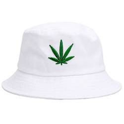 Bucket Hat Cap Marihuana Weed Leaf Cannabis - Faltbare Snapback Herren Damen, Weiss/opulenter Garten, Einheitsgröße von IZUS
