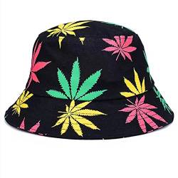 Bucket Hat Cap Marihuana Weed Leaf Cannabis - Faltbare Snapback Herren Damen - - Einheitsgröße von IZUS