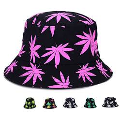 Bucket Hat Cap Marihuana Weed Leaf Cannabis - Faltbare Snapback Herren Damen - Violett - von IZUS