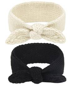 Turban Haarband für Babys, Mädchen, warm, Kaninchen, Knoten, für Neugeborene, Jungen und Kinder, Schwarz + Beige, Einheitsgröße von IZUS